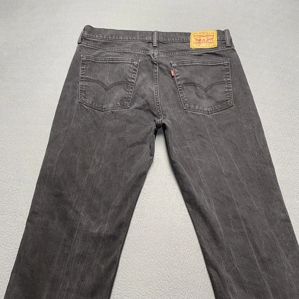 Levis 514 Jeans Mens 36x34 Black Slim Straight Denim Stretch Zip Fly Five Pocket